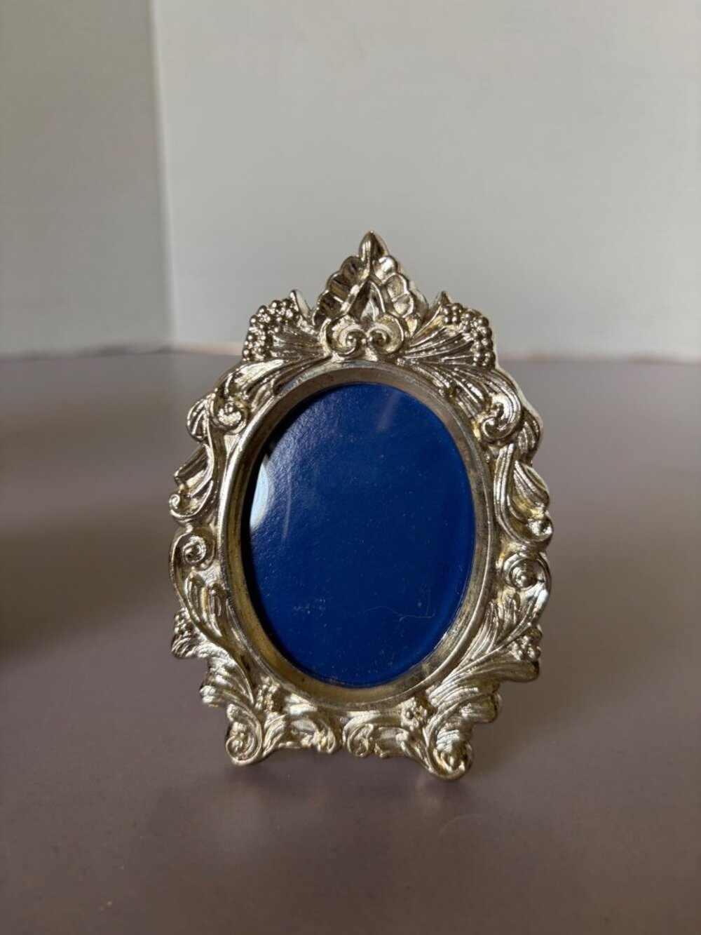 Ornate Silver-Tone Oval Mini Photo Frame By Lillian Vernon